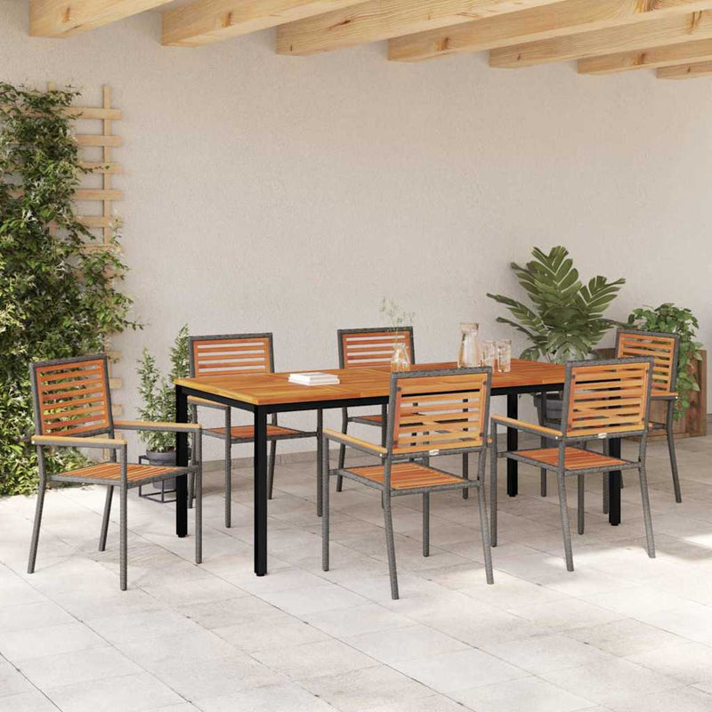 vidaXL Kert étkező szett 7 pcs Szürke és Barna 200 x 100 x 75 cm