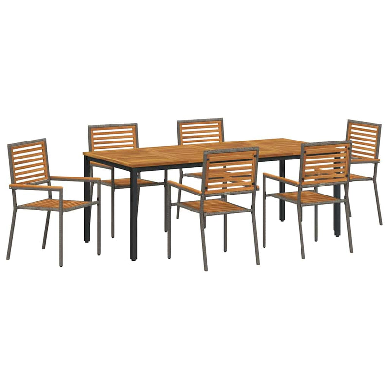 vidaXL Kert étkező szett 7 pcs Szürke és Barna 200 x 100 x 75 cm