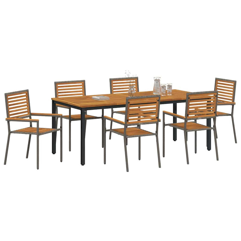 vidaXL Kert étkező szett 7 pcs Szürke és Barna 200 x 100 x 75 cm