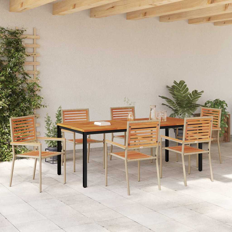 vidaXL Kert étkező szett 7 pcs Beige és barna 200 x 100 x 75 cm