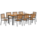 vidaXL Kert étkező szett 9 pcs Fekete 200 x 100 x 75 cm polirattan