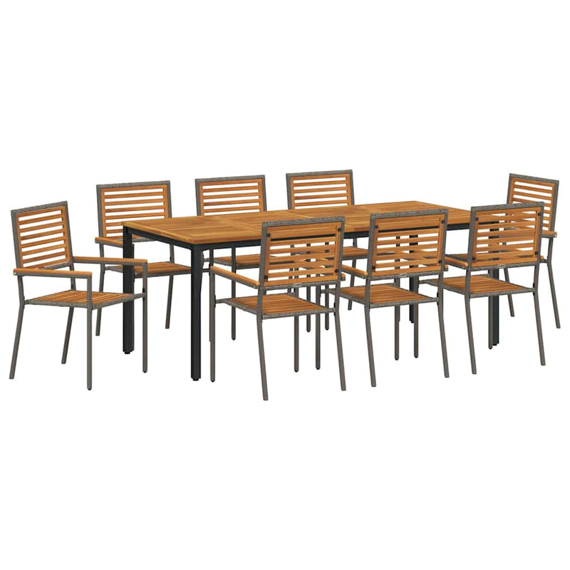 vidaXL Kert étkező szett 9 pcs Szürke és Természetes Ték