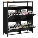 vidaXL Cipőszekrény polcokkal Fekete tölgy 100 x 34 x 112 cm Faanyag