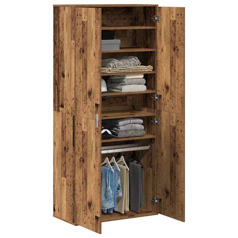 vidaXL Magasító polcokkal tárolóval Öreg fa 80 x 39 x 178 cm Faanyag