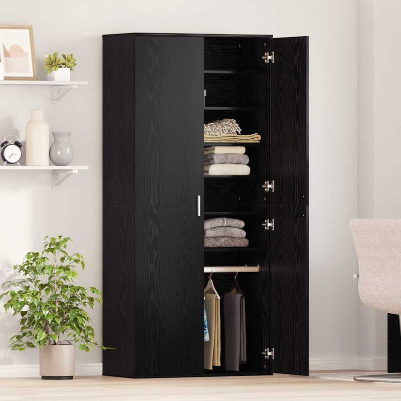 vidaXL Magasító polcokkal ajtóval Musta tammi 80 x 39 x 178 cm Faanyag