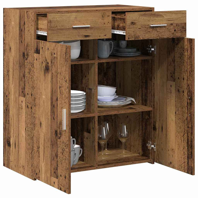 vidaXL Tárolószekrény fiókkal Régi fa 80 x 42.5 x 93.5 cm Faanyag