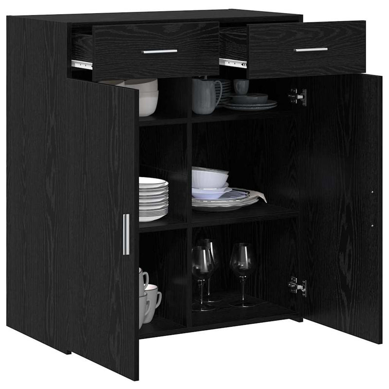 vidaXL Tárolószekrény fiókkal Musta tammi 80 x 42.5 x 93.5 cm Faanyag