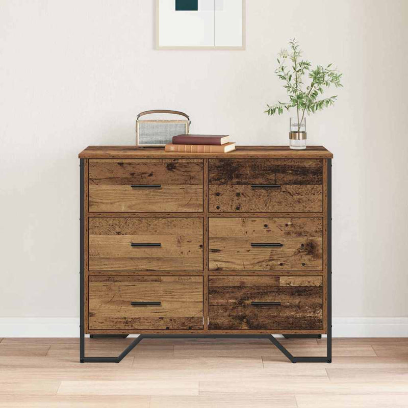 vidaXL Fiókos Szekrény fiókkal Öreg fa 91 x 35.5 x 74.5 cm Faanyag