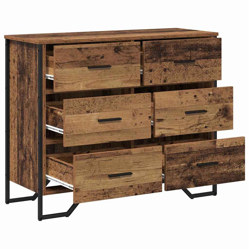 vidaXL Fiókos Szekrény fiókkal Öreg fa 91 x 35.5 x 74.5 cm Faanyag