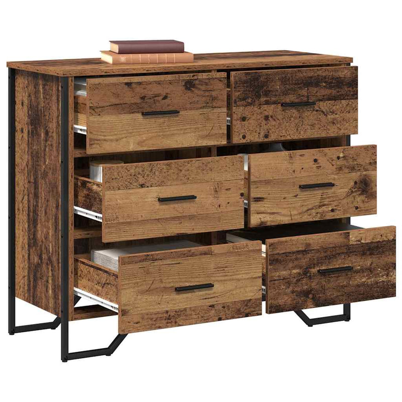 vidaXL Fiókos Szekrény fiókkal Öreg fa 91 x 35.5 x 74.5 cm Faanyag