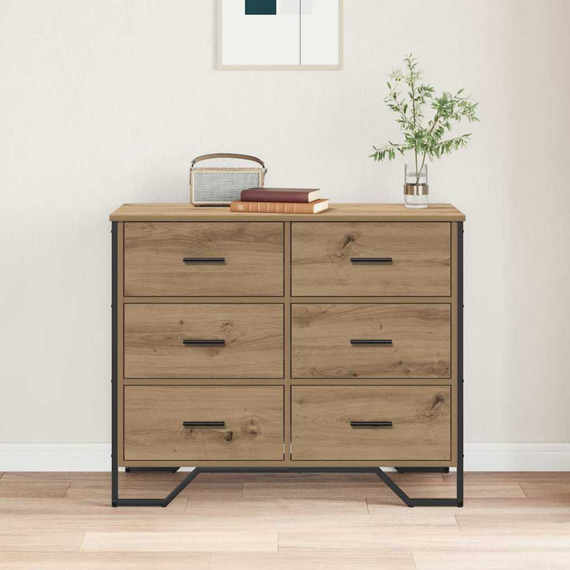 vidaXL Fiókos Szekrény kézműves tölgy 91 x 35.5 x 74.5 cm Faanyag