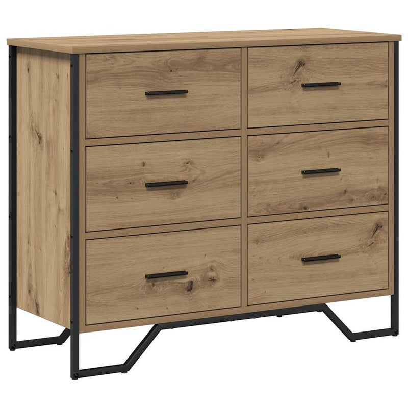 vidaXL Fiókos Szekrény kézműves tölgy 91 x 35.5 x 74.5 cm Faanyag