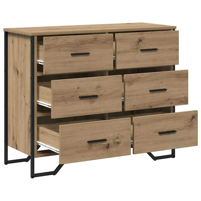 vidaXL Fiókos Szekrény kézműves tölgy 91 x 35.5 x 74.5 cm Faanyag