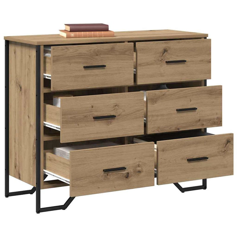 vidaXL Fiókos Szekrény kézműves tölgy 91 x 35.5 x 74.5 cm Faanyag