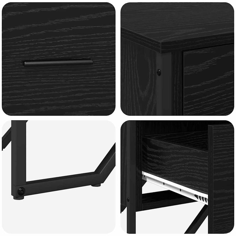 vidaXL Fiókos Szekrény fiókkal Musta tammi 91 x 35.5 x 74.5 cm Faanyag