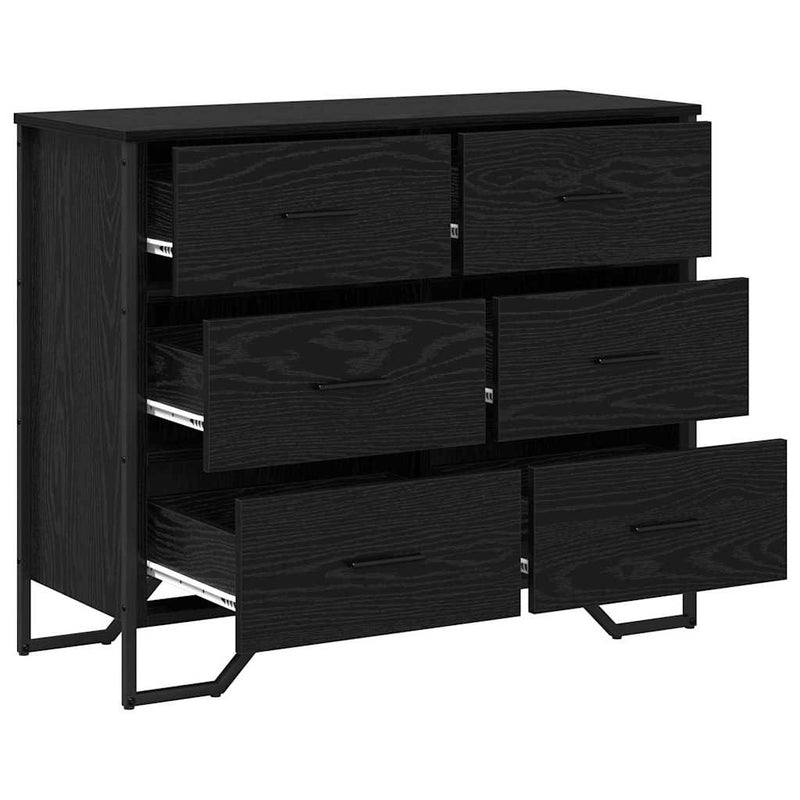 vidaXL Fiókos Szekrény fiókkal Musta tammi 91 x 35.5 x 74.5 cm Faanyag