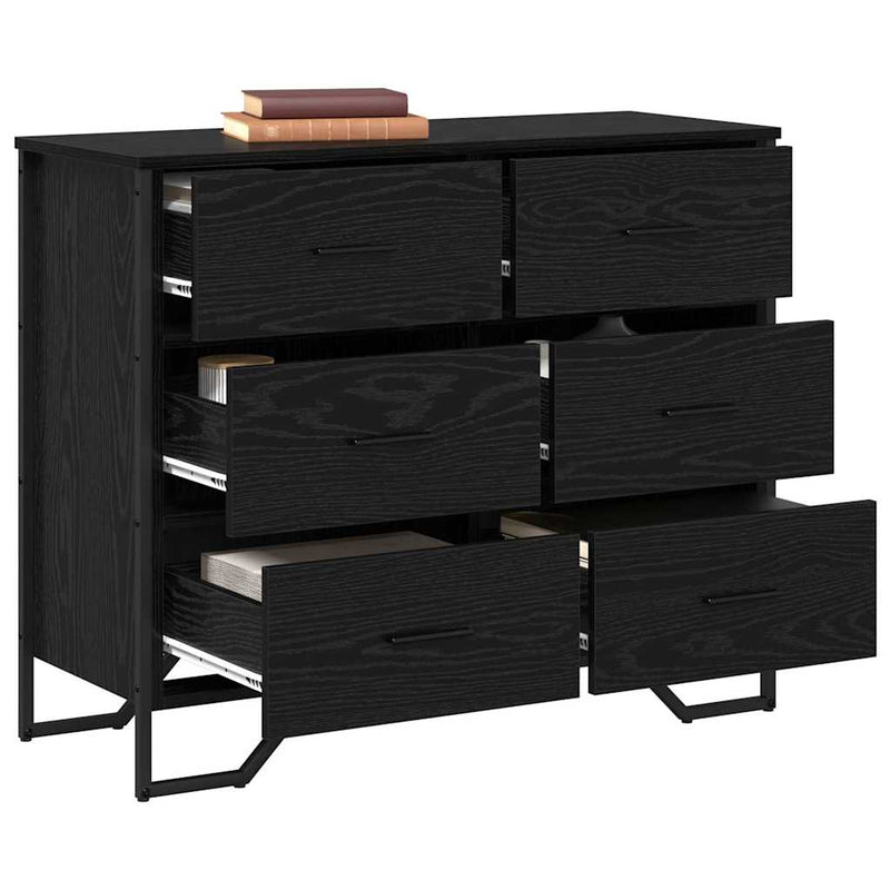 vidaXL Fiókos Szekrény fiókkal Musta tammi 91 x 35.5 x 74.5 cm Faanyag