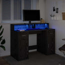 vidaXL Asztal LED -es lámpákkal Musta tammi 120 x 55 x 91 cm Faanyag