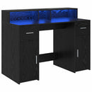 vidaXL Asztal LED -es lámpákkal Musta tammi 120 x 55 x 91 cm Faanyag