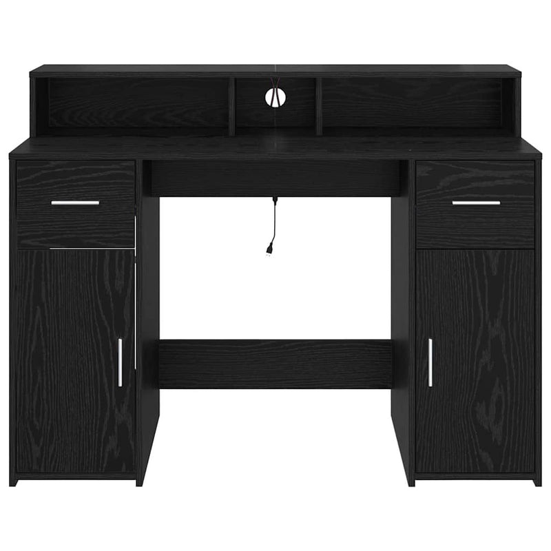 vidaXL Asztal LED -es lámpákkal Musta tammi 120 x 55 x 91 cm Faanyag