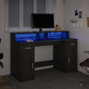 vidaXL Asztal LED -es lámpákkal Musta tammi 140 x 55 x 91 cm Faanyag