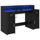 vidaXL Asztal LED -es lámpákkal Musta tammi 140 x 55 x 91 cm Faanyag