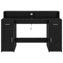 vidaXL Asztal LED -es lámpákkal Musta tammi 140 x 55 x 91 cm Faanyag