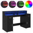 vidaXL Asztal LED -es lámpákkal Musta tammi 140 x 55 x 91 cm Faanyag