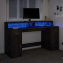 vidaXL Asztal LED -es lámpákkal Musta tammi 160 x 55 x 91 cm Faanyag