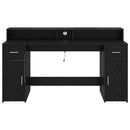 vidaXL Asztal LED -es lámpákkal Musta tammi 160 x 55 x 91 cm Faanyag