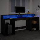 vidaXL Asztal LED -es lámpákkal Musta tammi 200 x 55 x 91 cm Faanyag