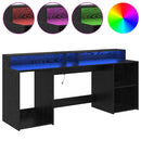 vidaXL Asztal LED -es lámpákkal Musta tammi 200 x 55 x 91 cm Faanyag