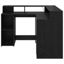vidaXL Asztal polcokkal Fekete tölgy 130 x 130 x 91 cm Faanyag
