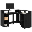 vidaXL Asztal polcokkal Fekete tölgy 130 x 130 x 91 cm Faanyag