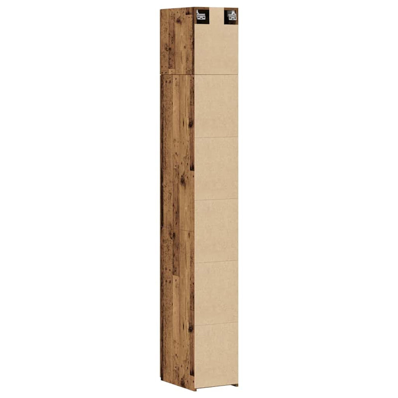 vidaXL Karcsú tárolószekrény Régi fa 30 x 42.5 x 225 cm Faanyag