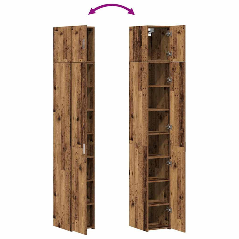 vidaXL Karcsú tárolószekrény Régi fa 30 x 42.5 x 225 cm Faanyag