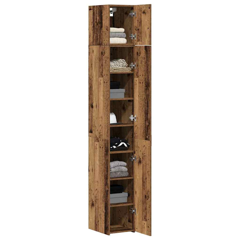 vidaXL Karcsú tárolószekrény Régi fa 30 x 42.5 x 225 cm Faanyag