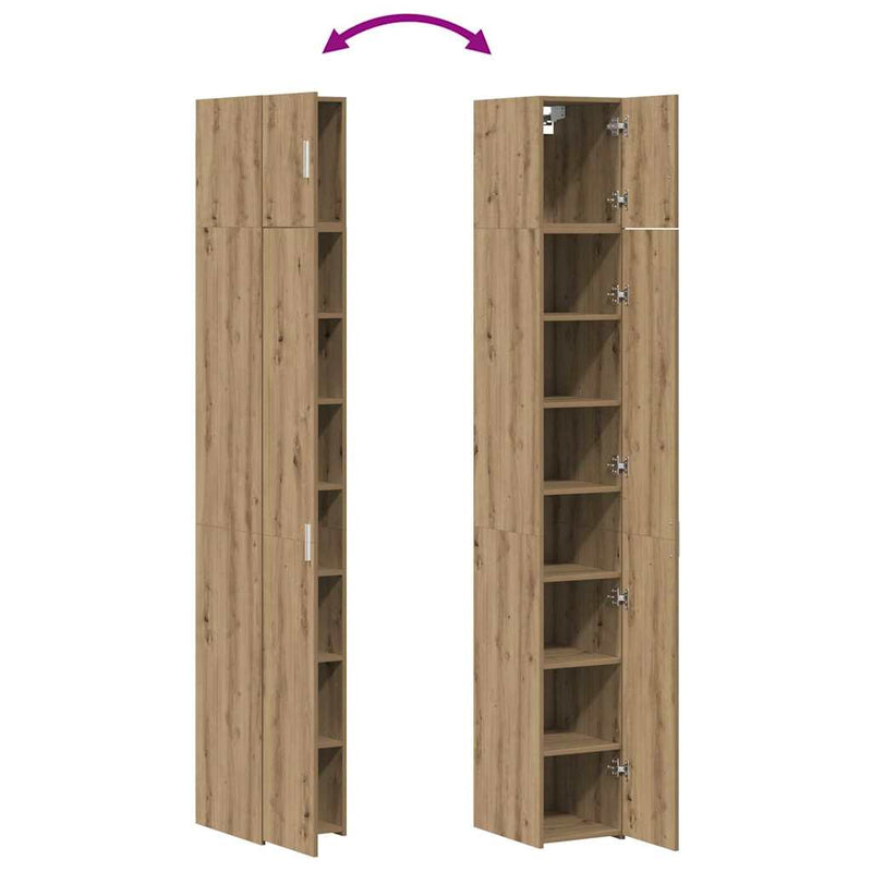 vidaXL Karcsú tárolószekrény kézműves tölgy 30 x 42.5 x 225 cm Faanyag