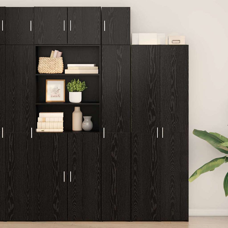 vidaXL Karcsú tárolószekrény Musta tammi 30 x 42.5 x 225 cm Faanyag