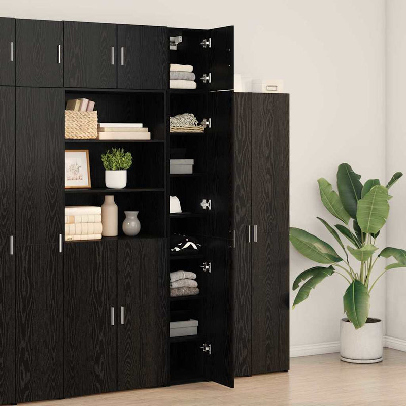 vidaXL Karcsú tárolószekrény Musta tammi 30 x 42.5 x 225 cm Faanyag