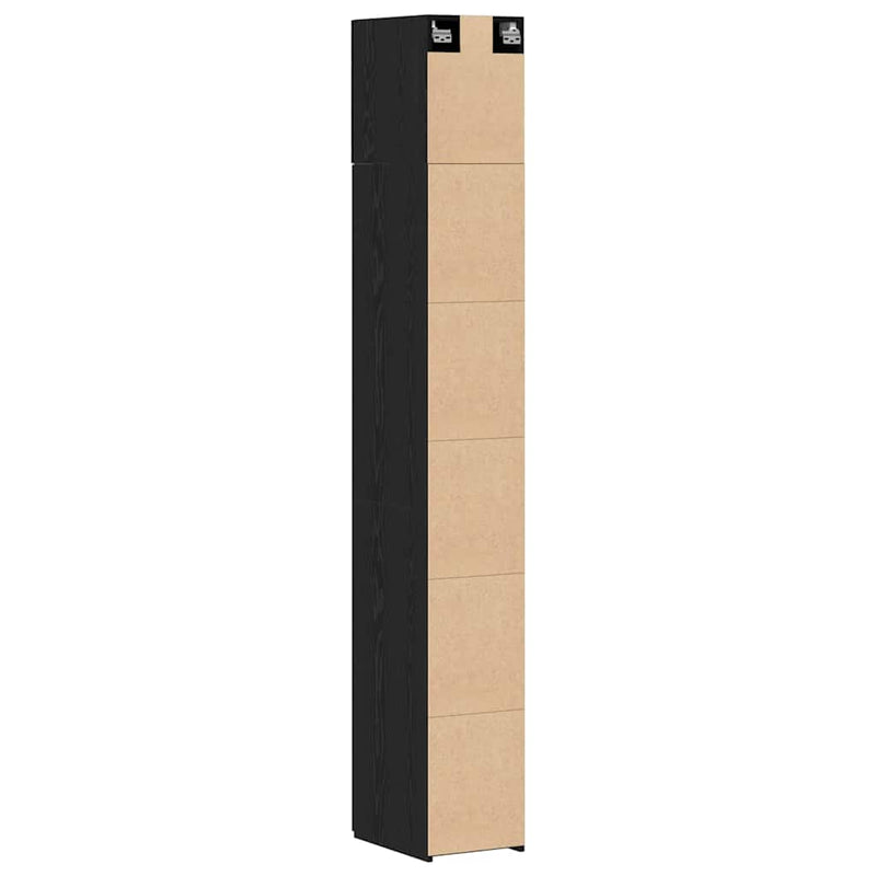 vidaXL Karcsú tárolószekrény Musta tammi 30 x 42.5 x 225 cm Faanyag