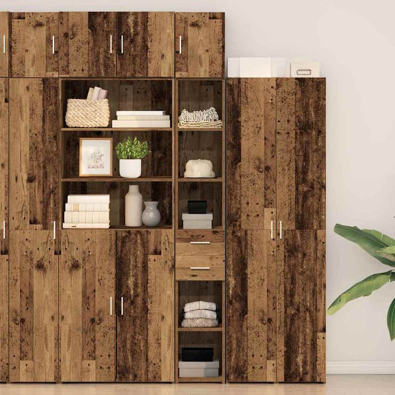 vidaXL Karcsú tárolószekrény Régi fa 30 x 42.5 x 225 cm Faanyag