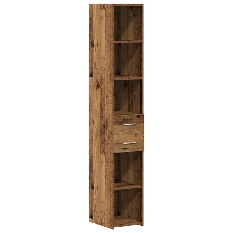 vidaXL Karcsú tárolószekrény Régi fa 30 x 42.5 x 225 cm Faanyag
