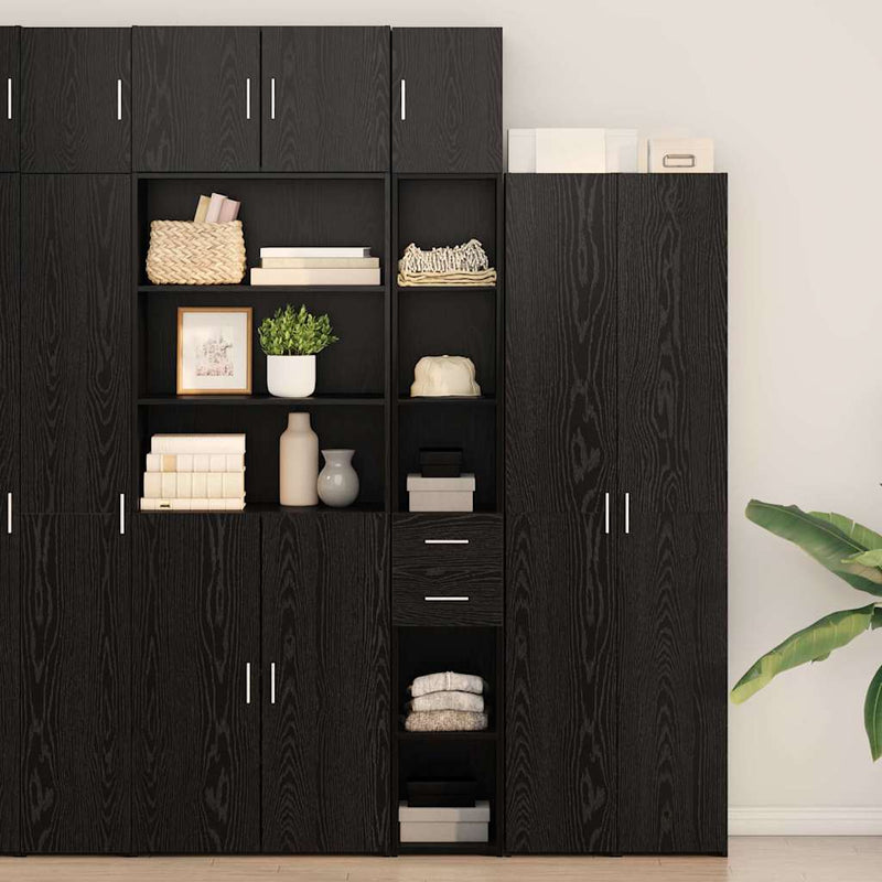 vidaXL Karcsú tárolószekrény Musta tammi 30 x 42.5 x 225 cm Faanyag