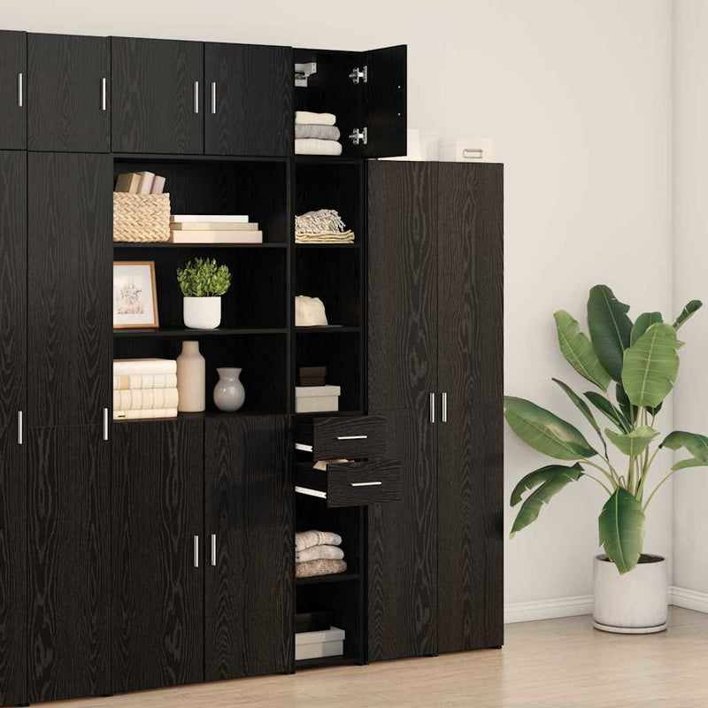 vidaXL Karcsú tárolószekrény Musta tammi 30 x 42.5 x 225 cm Faanyag