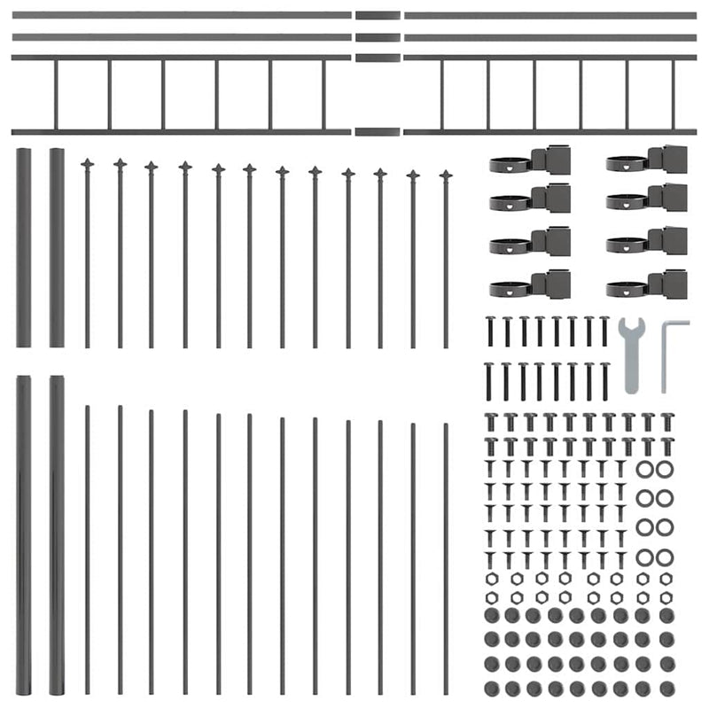 vidaXL Kerti Kerítés Szürke 340 x 200 cm Porszórt acél