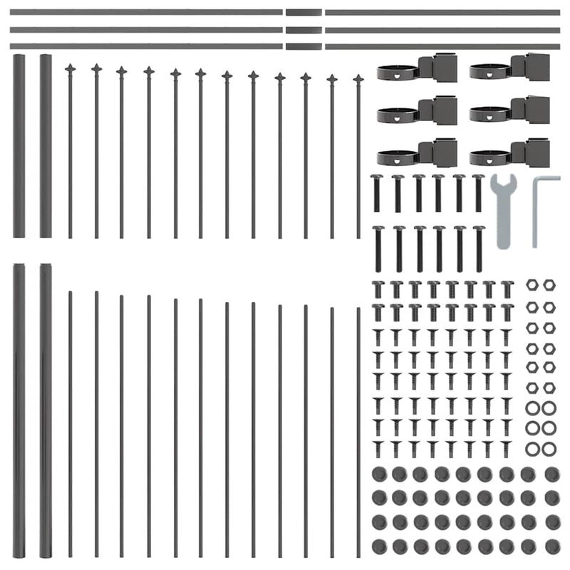 vidaXL Kerti Kerítés Szürke 510 x 175 cm Porszórt acél