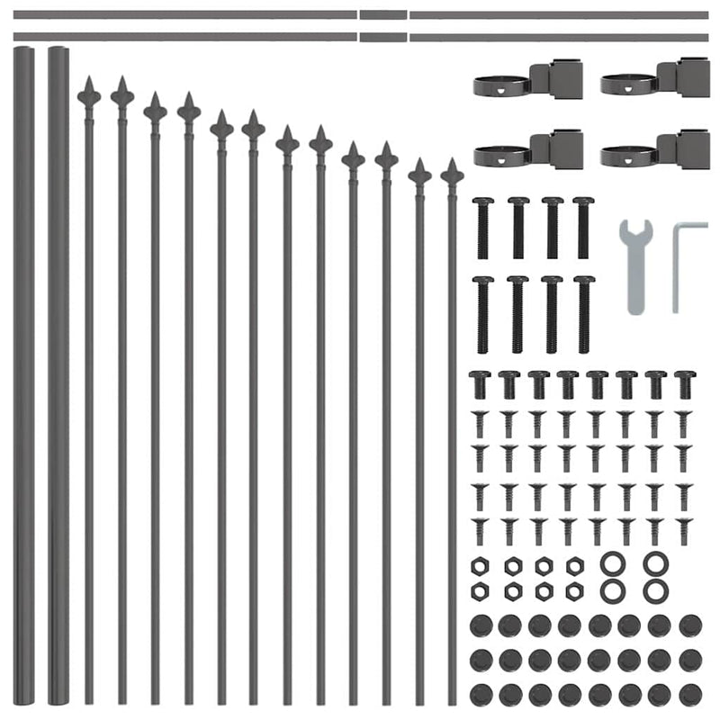 vidaXL Kerti Kerítés Szürke 680 x 75 cm Porszórt acél