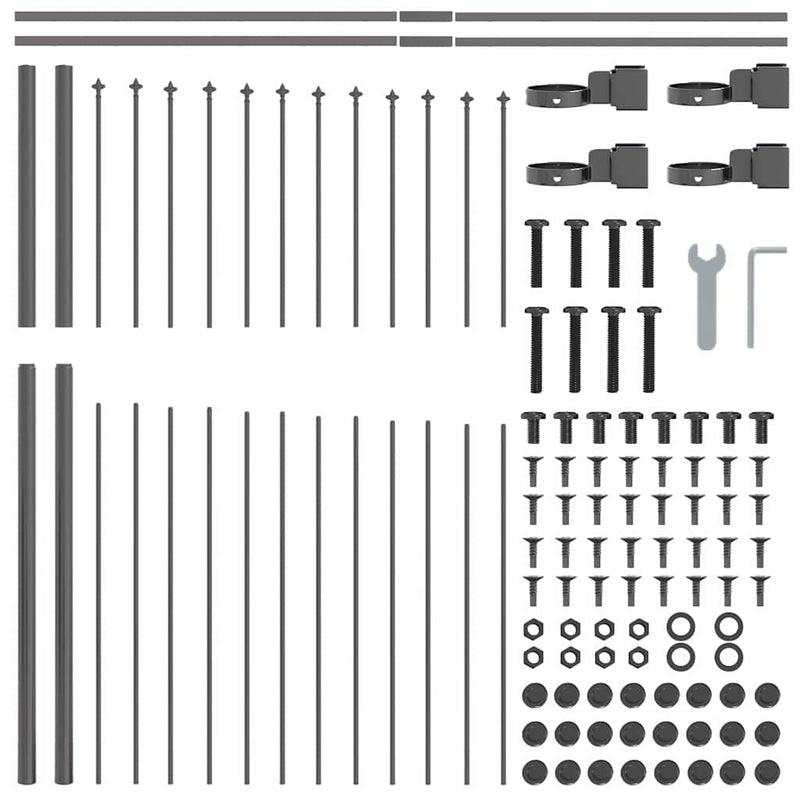 vidaXL Kerti Kerítés Szürke 680 x 125 cm Porszórt acél