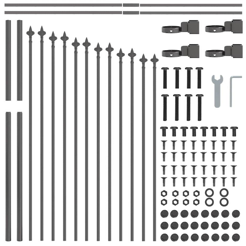 vidaXL Kerti Kerítés Szürke 1190 x 100 cm Porszórt acél